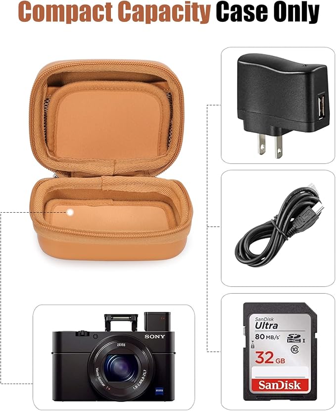 Cwatcun Digital Camera Case, Compact Protective Pouch for Kodak/Canon/Sony | Fits cameras up to 4.9"x3.5"x2.2". 900Dscratch-resistant, water-repellent, 3-layer shockproof sponge, detachable wristband. - Image 3