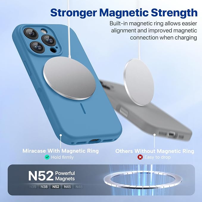 miracase Magnetic for iPhone 16 Pro Case, [Soft Anti-Scratch Microfiber Lining], Compatible with MagSafe, Liquid Silicone Case Shockproof Drop Protection Phone Case for 16 Pro,Capri Blue | Compatible with MagSafe, Soft Microfiber Lining, Liquid Silicon... - Image 4