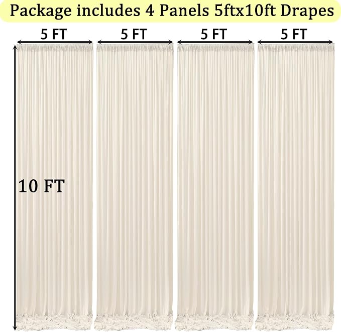 20ft x 10ft Wrinkle Free Ivory Backdrop Curtains for Parties, 4 Panels 5x10ft Photo Backdrop Drapes for Wedding Party Birthday Photography Baby Shower Background Backdrop Home Decor - Image 6
