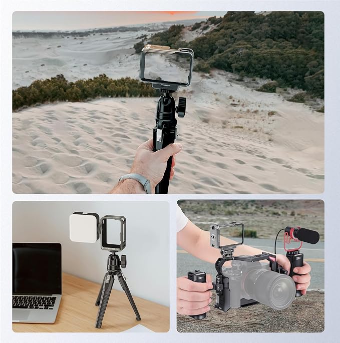 NEEWER Action Camera Cage Kit Compatible with DJI Osmo Action 5 Pro 4 3 DJI Mic, Protective Frame Accessories with Quick Release Cold Shoe Mount & Magnetic Mount Adapter, AC011+AC012+ AC014 - Image 6