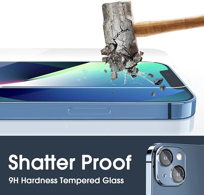 amFilm OneTouch for iPhone 13/13 Pro Screen Protector 6.1" Tempered Glass | Auto-Alignment, 30s Install, Bubble Free, Scratch & Drop Protection, HD Clear, Camera Lens Protector[2+2 Pack] (13-6.1'') - Image 6