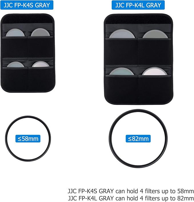 JJC 4-Pocket Lens Filter Pouch Case, Wallet for Circular Filters up to 58mm | Padded Folding Filter Bag, Hoop & Loop Closure, Durable Polyester Material, Handy Size 6.7x3.5x1.0", Compact to Travel - Image 3