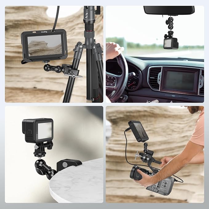 SmallRig Cool Ballhead Arm Super Camera Clamp Mount Double Ball Adapter, Fence Desk Table Mount for Ronin-M for Insta360, for Gopro - 1138 | for Fences/ Desks/ Tripods, for Monitors/ Lights, for Gopro, for Insta360 - Image 5