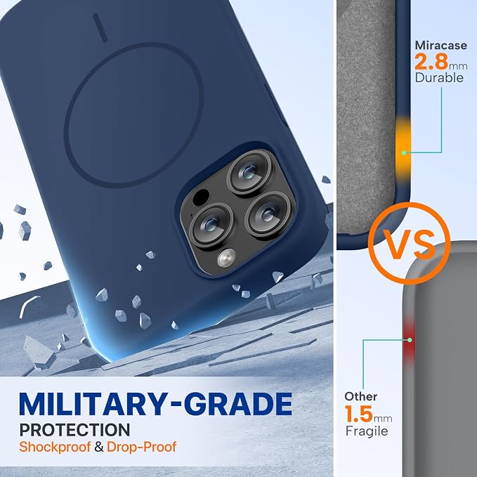 Miracase Silicone for iPhone 12 Pro Max Case, Dark Blue | Soft Anti-Scratch Microfiber Lining, Premium Silicone Cover Shockproof Drop Protection Phone Case for 12 Pro Max - Image 3