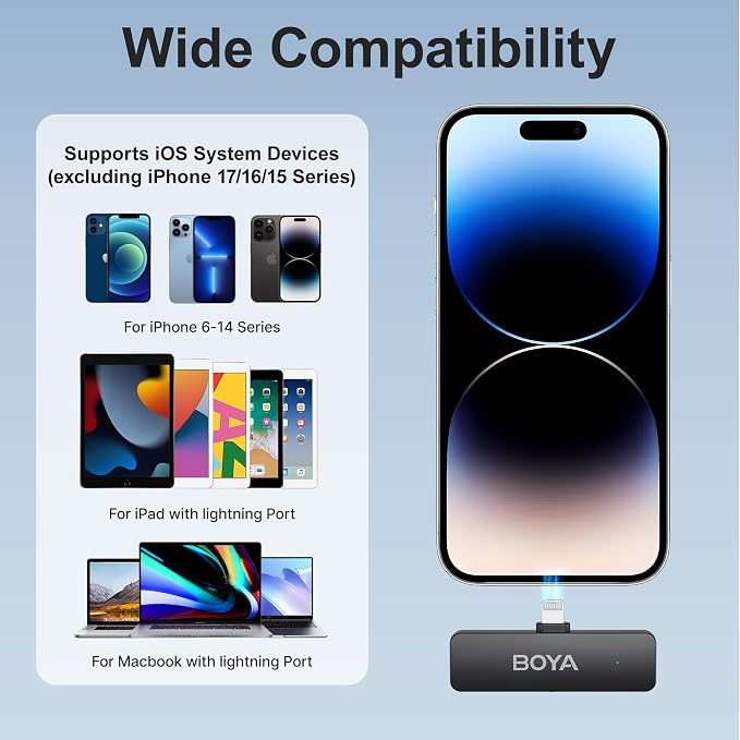 BOYA BY-V4D Wireless Lavalier Microphone for iPhone iPad with Charging case, 18H Battery Life, 650ft Range, 4-Channel Omnidirectional Noise Canceling Lapel Mics for Video Recording Interview Vlog - Image 5
