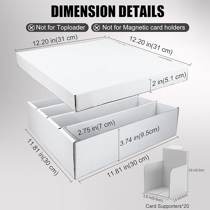 4 Row Trading Card Storage Box, 5 Pack 3200 Count Supporters&Divider white | Sturdy & Durable White Cardboard Storage Box for Basketball/MTG/TCG/Sports/Game Cards Organizer and Collection - Image 4