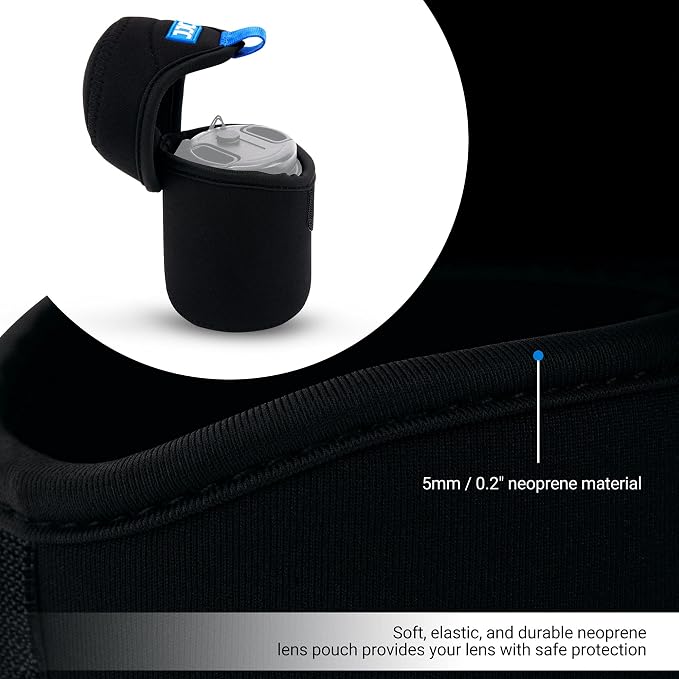 JJC Small Neoprene Camera Lens Pouch Case, Fits Lens up to 2.6 x 3.1inches | Water-Resistnat, Fold Over Closure, Compatible with Canon RF 50mm f/1.8, Sony FE 55mm f/1.8, Sigma 56mm f/1.4 - Image 3