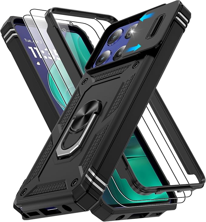 Gritup for Motorola Moto G Stylus 5G 2026 Case: G Stylus 5G 2025 Case with Screen Protector*2 [Magnetic Stand] [Slide Camera Cover] Shock Proof Military-Grade para G Stylus-5G-2025 Black by Gritup