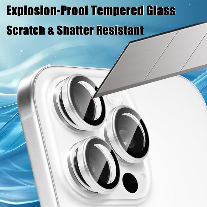 2 Set Camera Lens Protector for iphone 16 Pro Max/16 Pro,Ultra HD 9H Tempered Glass Camera Protector,Anti Scratch Women Girls Shiny Camera Cover for iphone 16 ProMax/16 Pro,Glitter Gold - Image 4