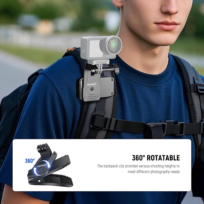 NEEWER Accessory Set Compatible with GoPro Hero Insta360 DJI AKASO Action Camera, Quick Change Head Strap Head Strap Holder, Chest Strap, Backpack Hat Clip Holder & 360° Wrist Strap for GP-75 - Image 4