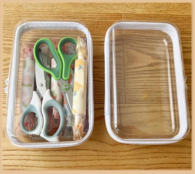 Clear Hard Shell Zipper Case Pencil Case Pouches for Cosmetic Storage Organizer(S+S) - Image 5