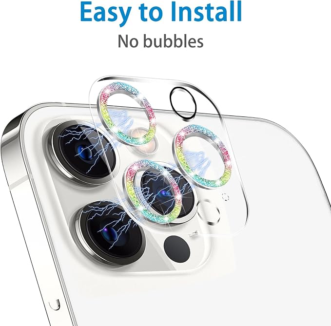 Dengduoduo 3 Pack Tempered Glass Camera Lens Protector for iPhone 12 Pro 6.1", Bling Glitter Sparkle, Ultra HD, 9H Hardness, Anti-Scratch, Case Friendly, Easy to Install [No Affect on Night Shots] - Image 6