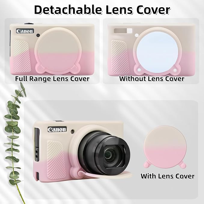 Camera Case for Canon PowerShot SX740/ SX730 Digital Camera, SX740 HS Case | Soft Silicone Protective Case Removable Lens Cover, Comes with 2 Screen Protectors and 1 Wrist Strap. (Beige-Pink) - Image 4