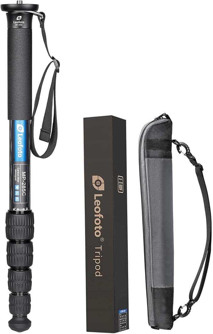 Leofoto MP-285C 60" 5-Section Carbon Fiber Portable Monopod, Lightweight Professional Camera Support for DSLR Cameras and Lenses,Max Load 33lb/15kg by TAKINGITFURTHER-LEOFOTO