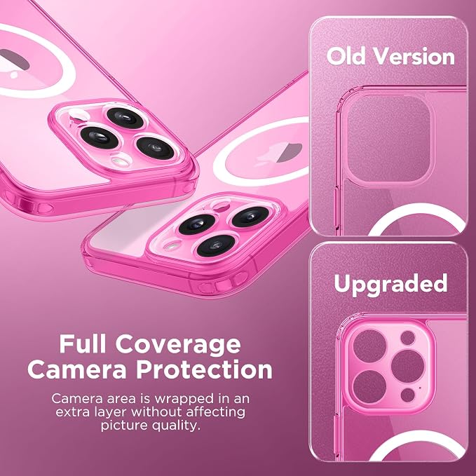 CAPRARO for iPhone 16 Pro Case, Compatible with MagSafe | Upgraded [Full Camera Protection] Protective Translucent Matte Women Girl Magnetic Phone Case Cover, Clear Neon - Image 7