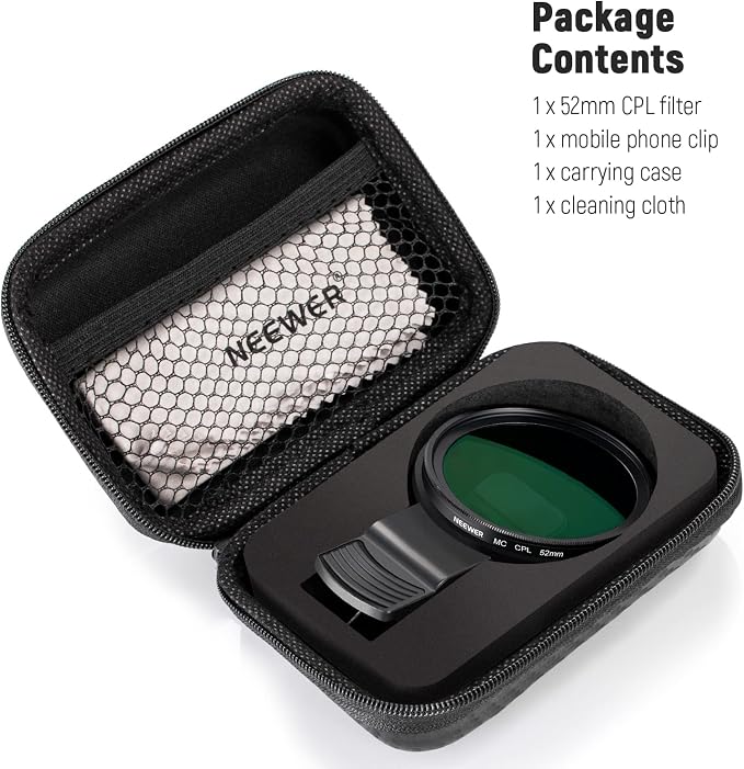 NEEWER 52mm CPL Filter for Phone, Clip On Circular Polarizing Lens Filter with Phone Clip, Case & Cleaning Cloth Compatible with iPhone 17 16 Android Samsung Galaxy S25 Ultra Camera, FL-26 - Image 8