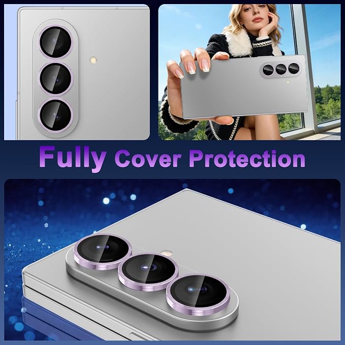 Meshine for Samsung Galaxy Z Fold 8 Ultra Camera Lens Protector,Scratch Proof,Strong Adsorption,9H Hardness with Metal Ring Camera Cover,Case Friendly,Accessories Lens Protector,Purple - Image 8