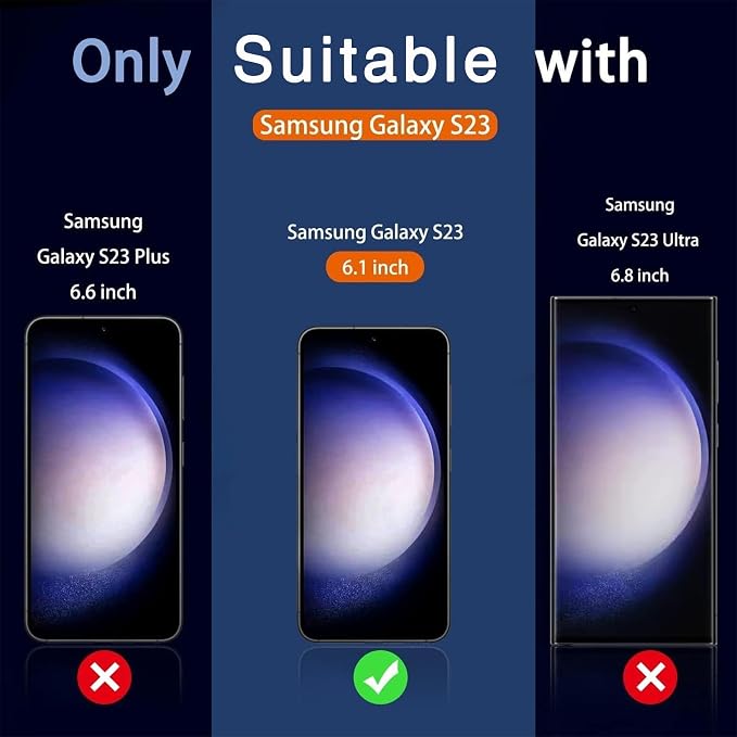 Milomdoi Privacy Screen Protector for Samsung Galaxy S23 | 3+3 Pack, 9H Tempered Glass, Camera Lens Protector, Military Grade Shatterproof, Easy Installation, No Bubbles - Image 2
