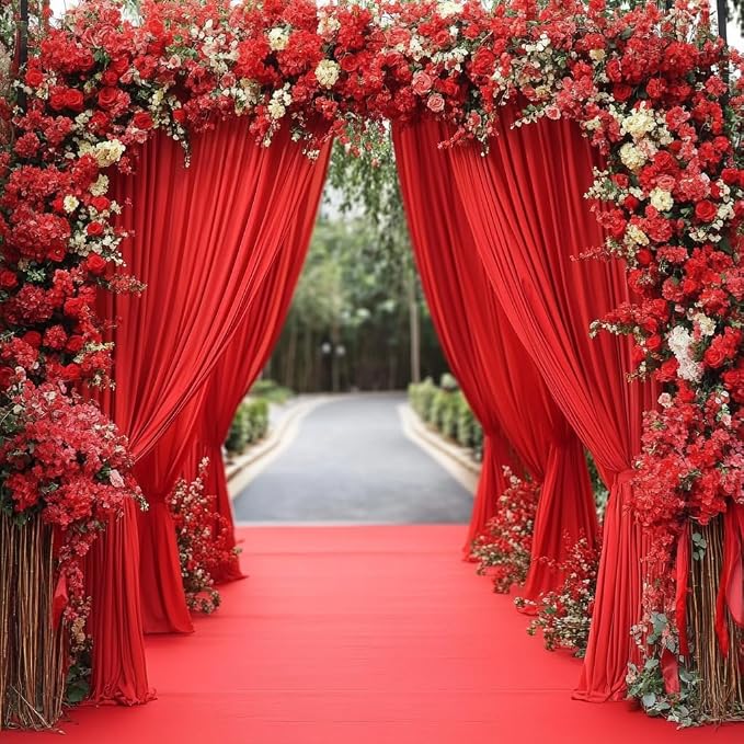 10ft x 10ft Red Backdrop Curtains for Party Wedding Wrinkle Free Red Photo Curtains Backdrop Drapes Fabric Decoration for Birthday Party Baby Shower Christmas 5ft x 10ft 2 Panels - Image 6