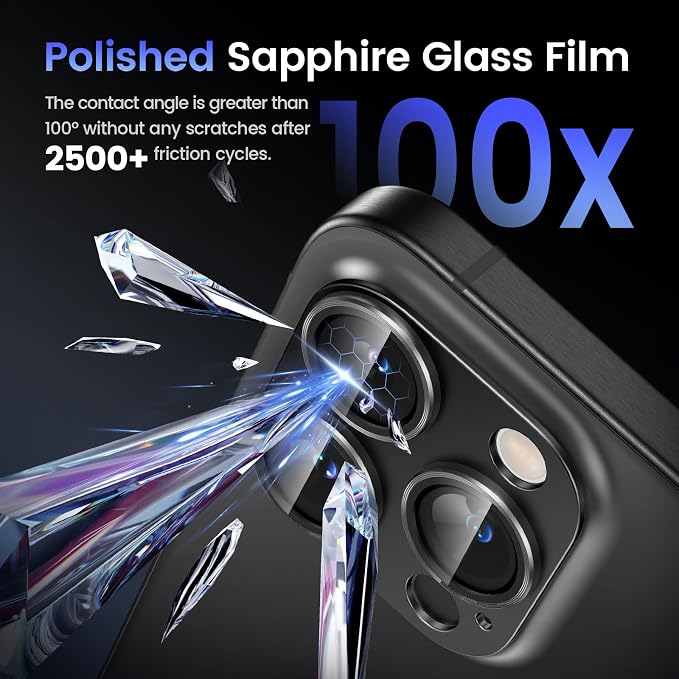 Tensea for iPhone 15 Pro Max/iPhone 15 Pro Camera Lens Protector | Metal Aluminum Alloy Tempered Glass Cover Camera Screen Protector Accessories, Case Friendly - Image 5