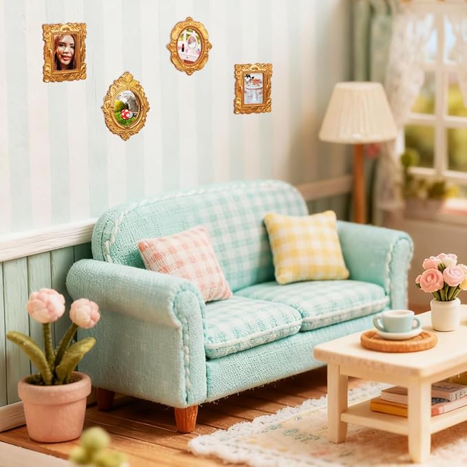 Balacoo 15 Pcs Miniature Photo Frames Mini House Picture Frame Accessories | Resin Antique Baroque Dollhouse Decor, Miniature Picture Frames for Dollhouse DIY Crafts, Jewelry Display, Phone Case 3 Style - Image 3