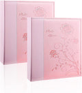 Artmag Photo Album 5x7 2 Packs Clear Pages Pockets Leather Cover Slip Slide in Photo Album Book Each Holds 100 Vertical 5x7 Photos Picture Book for Wedding Family (Pink) by Artmag