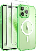 CAPRARO for iPhone 13 Pro Max Case, Compatible with MagSafe | Upgraded [Full Camera Protection] Shockproof Protective Slim Translucent Matte Magnetic Phone Case 6.7'', Clear Green by CAPRARO