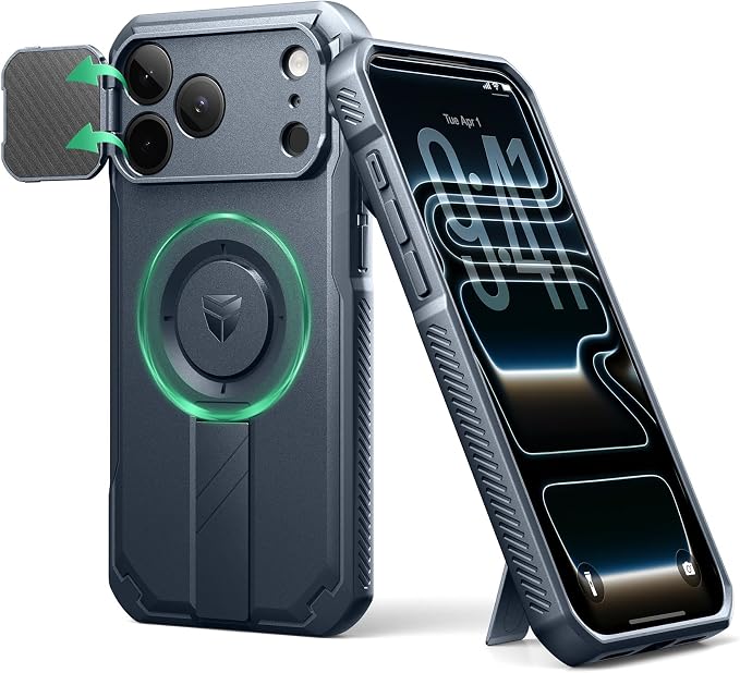 Dexnor for iPhone 17 Pro Max Case, [Built-in Flip Camera Cover & Camera Control Cover & Kickstand], Compatible with MagSafe, Heavy-Duty Rugged Shockproof Magnetic Phone Cover, 6.9 inch Navy Blue by Dexnor