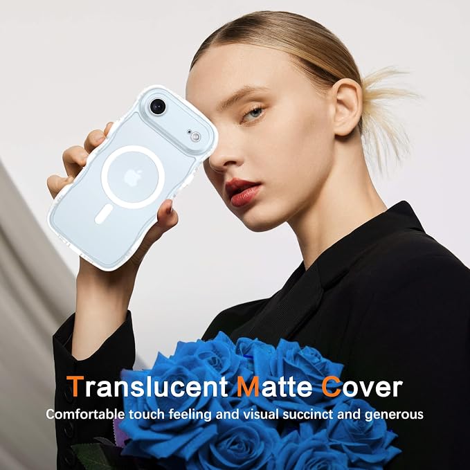 BENTOBEN Magnetic for iPhone Air Case 2025, Cute Wavy [Full Camera Protection] [Compatible with MagSafe] Matte Anti-Slip Bumper Women Girls Boys Protective Cover for iPhone 17 Air 6.5", Clear White - Image 7