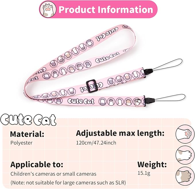 VOVMOEYA Camera Strap for Cute Camera,Camera Lanyard Neck Strap for mini Camera,Cute Camera Strap for Fujifilm mini Camera - Image 5
