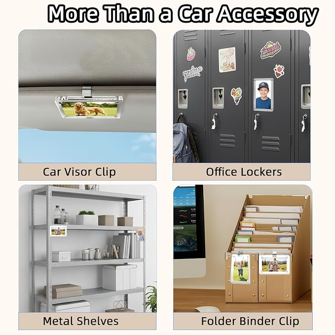 GoldenLife 2Pcs Car Picture Holder, Car Visor Photo Clip - Magnetic Nonslip Strong Stickiness, Clear Personalized Car Picture Frame, Suitable for Adding Family or Personal Photos (3.5"X2.4") - Image 5