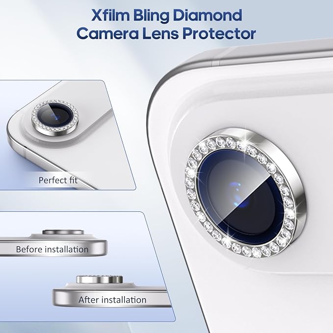 for iPhone 17 Air Camera Lens Protector Cover Bling Diamond, Silver | Individual Metal, 9H Hardness, Scratch Resistant, Shockproof, Drop Protection, Case Friendly, Stylish Accessories - Image 5
