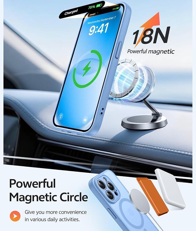 FNTCASE for iPhone 13 Pro Case, Fit for Magsafe, Screen Protector | Full Camera Protection, Translucent Matte, 14FT Military Grade Drop Proof, Shockproof Protective Phone Cover, Light Blue - Image 3