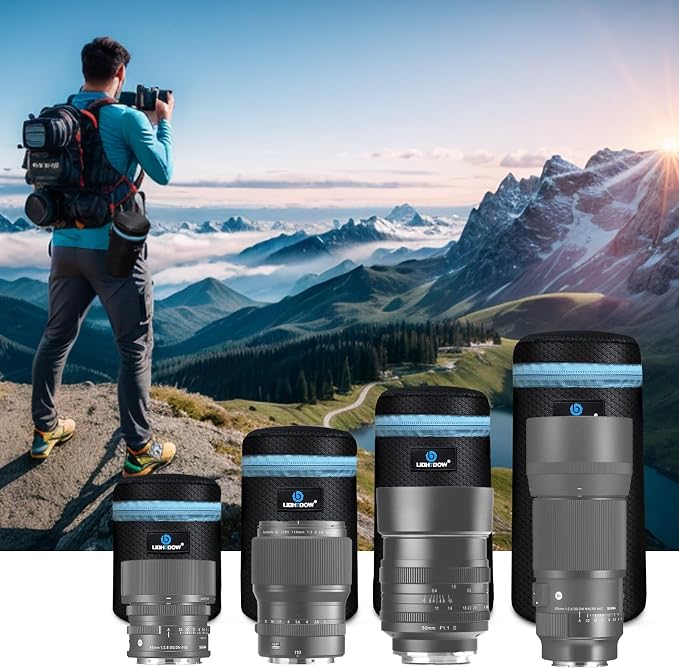 Lightdow 4pcs Pack Lens Pouch 5mm Thick Soft Neoprene DSLR Lens Bag - Image 3