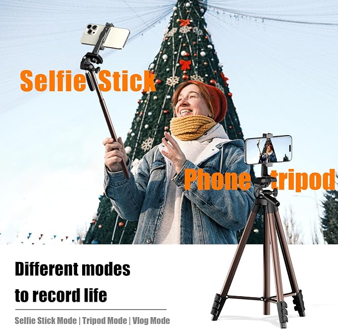 71 Inch Lightweight Camera & Phone Tripod with Wireless Remote (Rose Gold) | Comes with phone holder and carry bag,travel-friendly,2-in-1 selfie stick and tripod design,Aluminum portable alloy body - Image 4