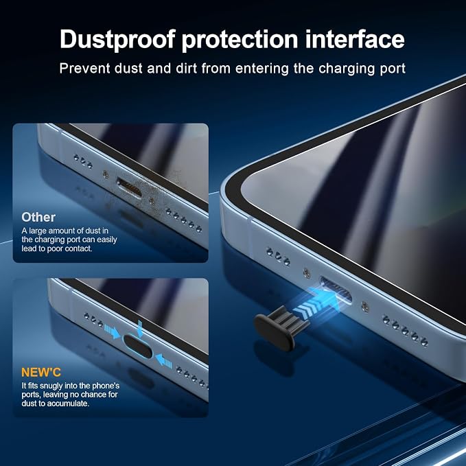 NEW'C 3x Privacy for iPhone 13 Pro Screen Protector (6.1 inches)+ 3x Camera Lens Protector, Sensor Protection,Case Friendly Tempered Glass Film + Dust Plug- Enhanced Privacy Angle of 28 Degrees - Image 4