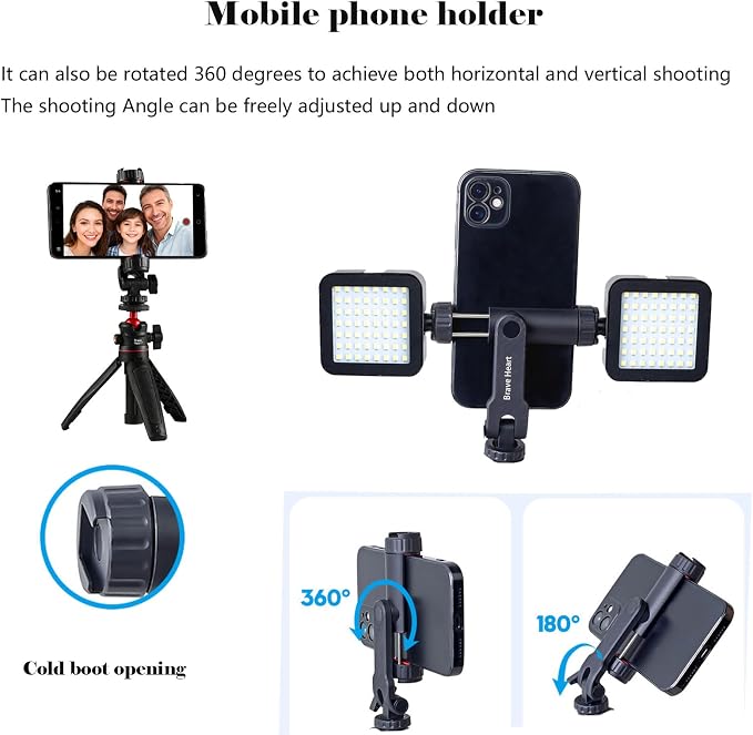 Black Mini Tripod Phone Stand with 1/4" Screw for iPhone/Insta 360 X5/ DJI/OSMO/Pocket 3 /Sony/Canon/Nikon/Cameras, Extendable Handheld Vlogging Video Filming Table Stand - Image 4