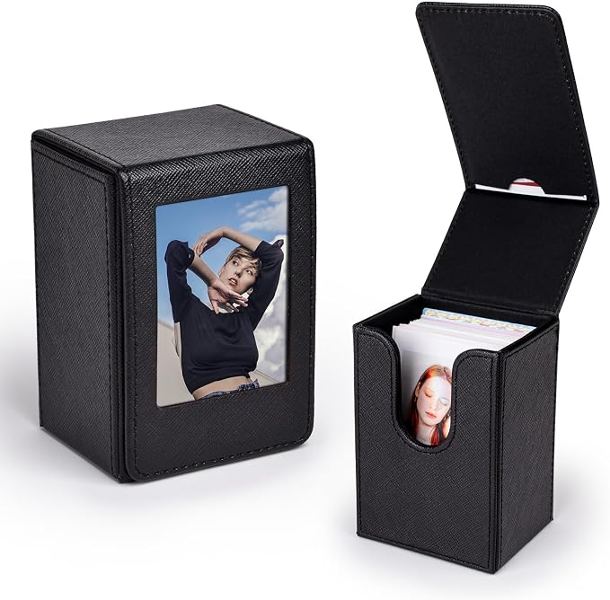 2x3 Inch Photo Holder Compatible for Instax Mini EVO/Liplay/SE/12/11/13/41/40/99/90/9/8/7S Camera Films, 3 Inch Film Storage Box, Photo Case Accessories Can Hold 50 PCS Picture - Black by HIYQIN