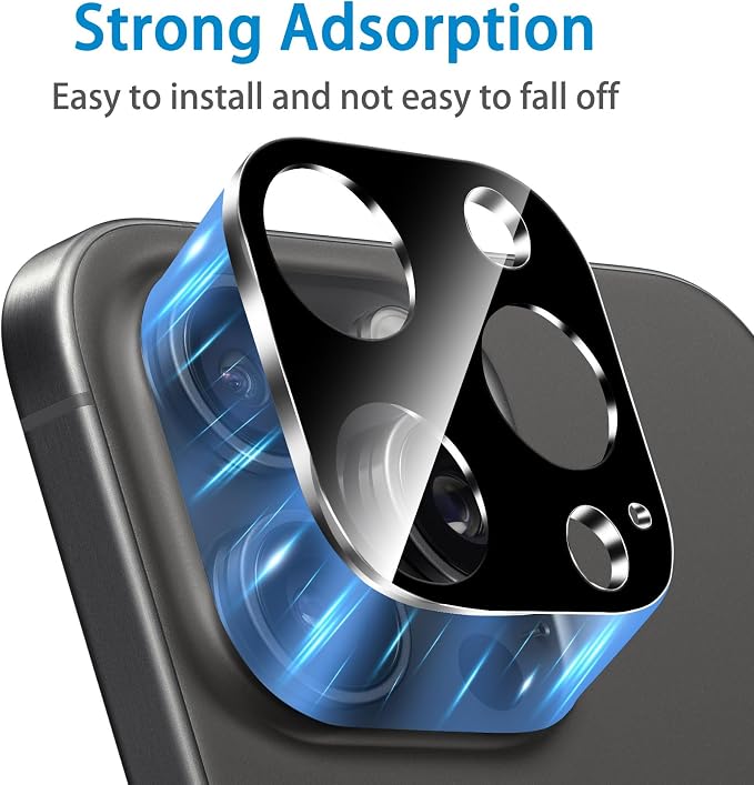 Dengduoduo 3 Pack Tempered Glass Camera Lens Protector for iPhone 15 Pro 6.1" & for iPhone 15 Pro Max 6.7", Bling Glitter Ultra HD, 9H Hardness, Anti-Scratch, Case Friendly [No Affect on Night Shots] - Image 4