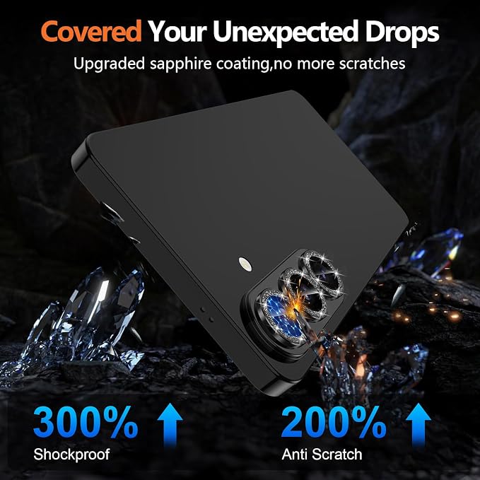 for Samsung Galaxy S26 Plus Camera Lens Protector, Individual Metal Ring Tempered Glass Lens Cover, [Strong Adsorption] Scratch Resistant Ultra-Thin HD Clear Lens Cover, 1 Set-Black Sparkly - Image 5
