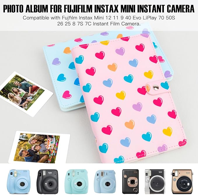 Veicevol 156-Pocket Album for Instax Mini & Polaroid 2x3 inch Photos, Pink | PU Leather Cover, Portable Album, Mini Photo Album for Fujifilm Instax Mini Camera, Polaroid Camera, Wedding Keepsake - Image 6