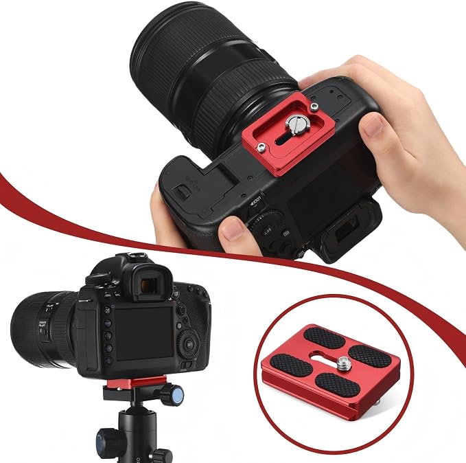 Frienda Quick Release Plate Tripod 1/4-20 DSLR,Pu50,Red | Tripod Mount Plate, Camera Tripod Mount for DSLR Camera Tripod Ball Head , Metal, 1.9 x 1.5 x 0.4 Inch - Image 3