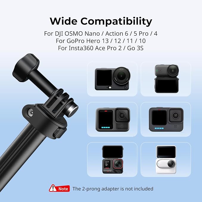 SmallRig 7.1-20.5in Selfie Stick Tripod, Switch Horizontal Vertical Mode | Extendable Stick for DJI Osmo Nano Action 6/5 Pro/4/3, for GoPro Hero 13/12/11/10/9, for Insta360 X5/4/3/Ace Pro 2 - 5725 - Image 9