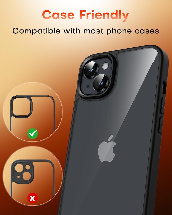 TOCOL Camera Lens Protector for iPhone 13 / iPhone 13 Mini Tempered Glass HD Individual Scratch Resistant Camera Cover Accessories Case Friendly 2 Pack（Black） - Image 7