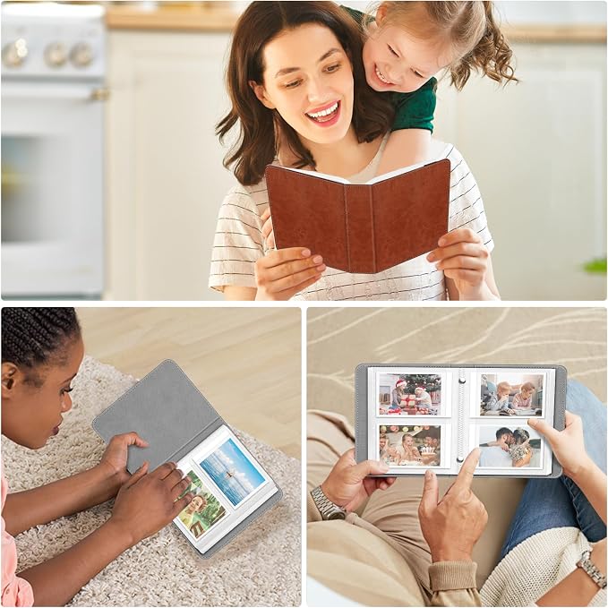Fintie Instax Mini Photo Album for 2x3-Inch Film - 104 Pockets Small Albums for Fujifilm Instax Mini 12/11/99/40/7+/EVO/LiPlay/Link 3-2-1 Instant Camera/Polaroid Hi-Print Printer, Brown - Image 5