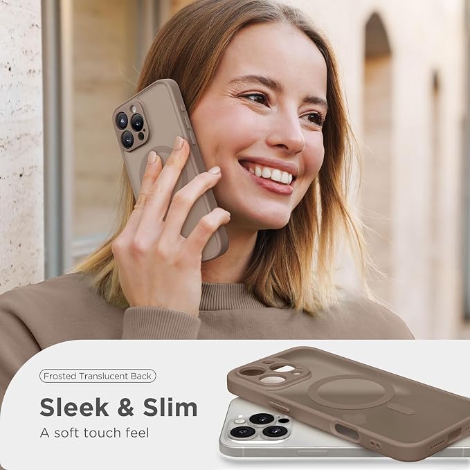 CAPRARO for iPhone 16 Pro Case, Compatible with MagSafe | Upgraded [Full Camera Protection] Protective Translucent Matte Women Girl Magnetic Phone Case Cover, Withered Brown - Image 7