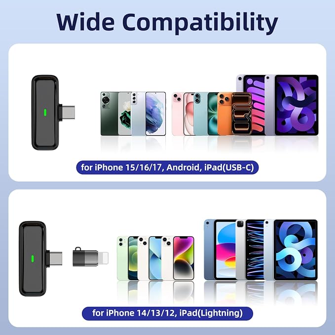 NPTCL Wireless Lavalier Lapel Microphone for iPhone iPad Android Phone | LED Digital Charge Display, Noise Reduction, 24 Hours Charging Case, 70Ft Cordless Recording for Youtube Tiktok Podcast - Image 5