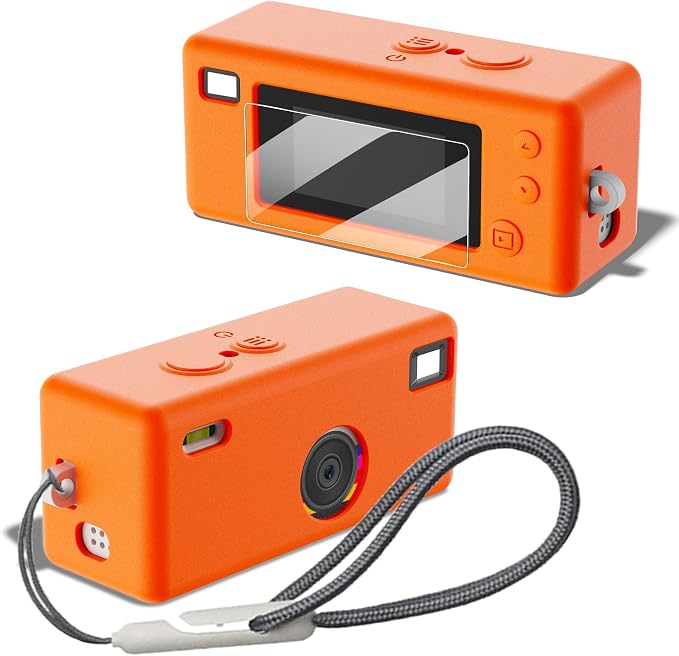 Silicone Case for Kodak CHARMERA Keychain Digital Blind Box accessories,Soft Silicone Protective Case,Comes with Screen Protectors and Wrist Strap - Orange by Accompanyingyouthrougheverymemorablemoment
