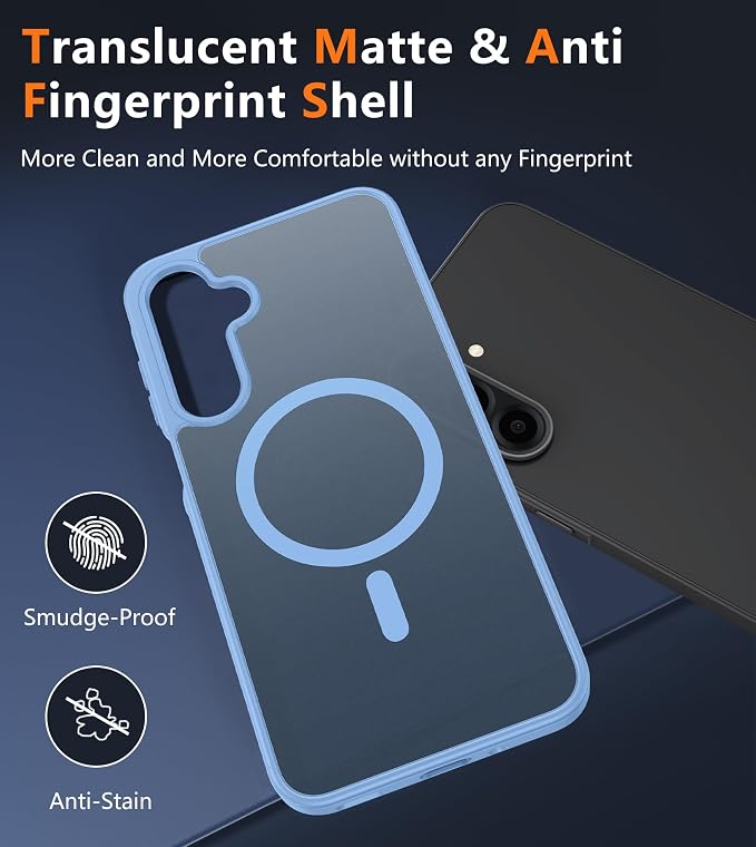 FNTCASE for Galaxy A26 5G Phone Case, Fit for Magsafe, Screen Protector | Translucent Matte, 14FT Military Grade Drop Protection, Slim Shockproof Protective, for Samsung A 26 4G Cover, Light Blue - Image 5