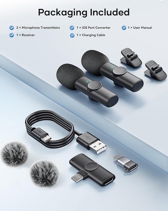 SUDEHO Wireless Lavalier Microphone for Android, 2-Pack Clip-On Mics with USB-C Receiver - Image 3